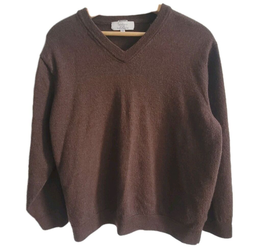 Turnbury Extra Fine Merino Wool V-Neck Sweater Size XL